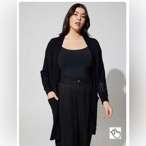 NWT! Torrid 3 Black Duster Open Front Stitch Detail Sweater
